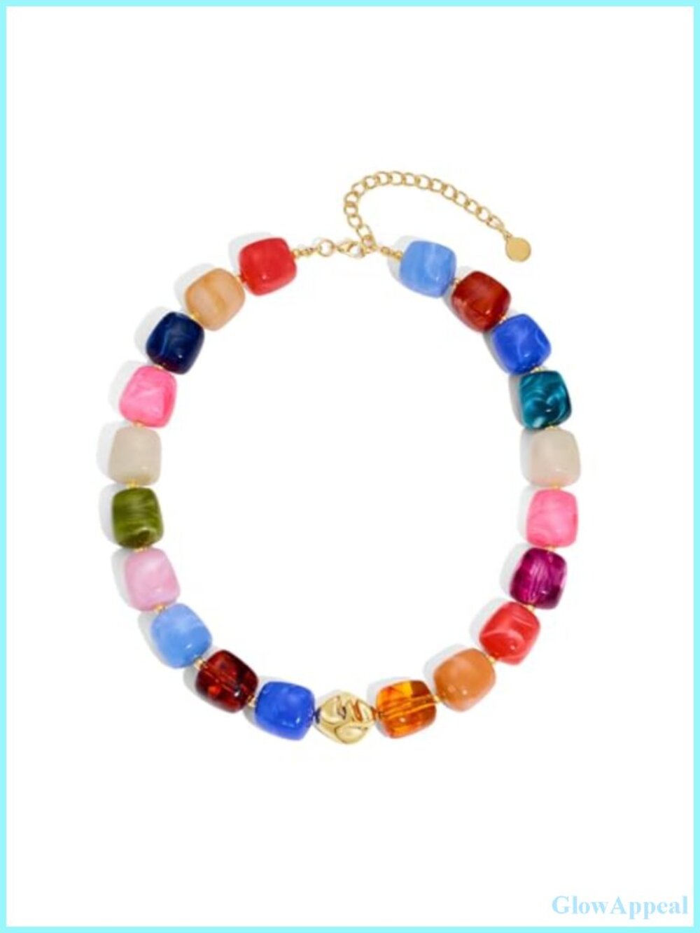 Chunky Statement Necklace Large Square Acrylic Beads Cable Lobster Clasp